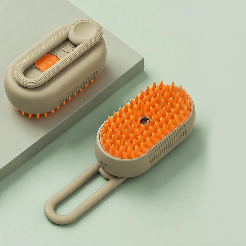 Cepillo Vaporizador 3 en 1 para Mascotas – Peina, Desenreda y Reduce la Caída del Pelo