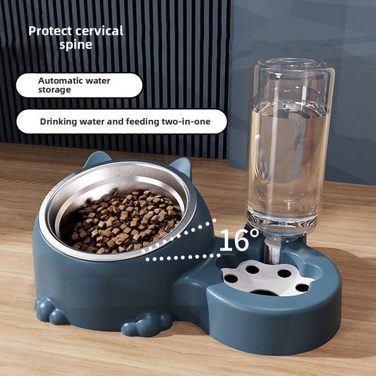 Comedero y Bebedero 2 en 1 para Mascotas con Dispensador Automático de Agua